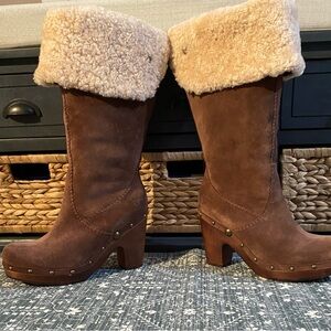 UGG Brown Shearling Lined Clogs